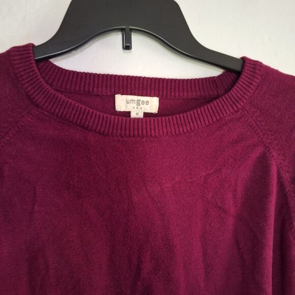 An Umgee Laced Women's Sweater Maroon Stylish Office Siren Y2K Pullover Size M - Picture 3 of 8